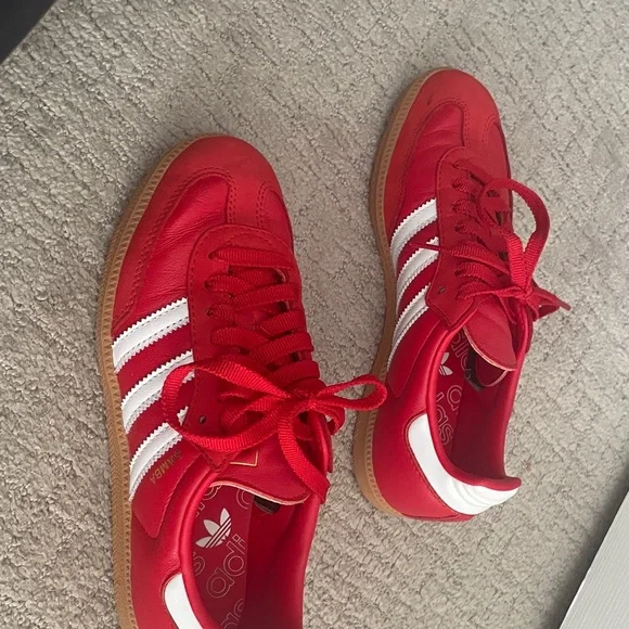 Adidas Bold Red Sneakers with White Accents - Picture 3 of 6